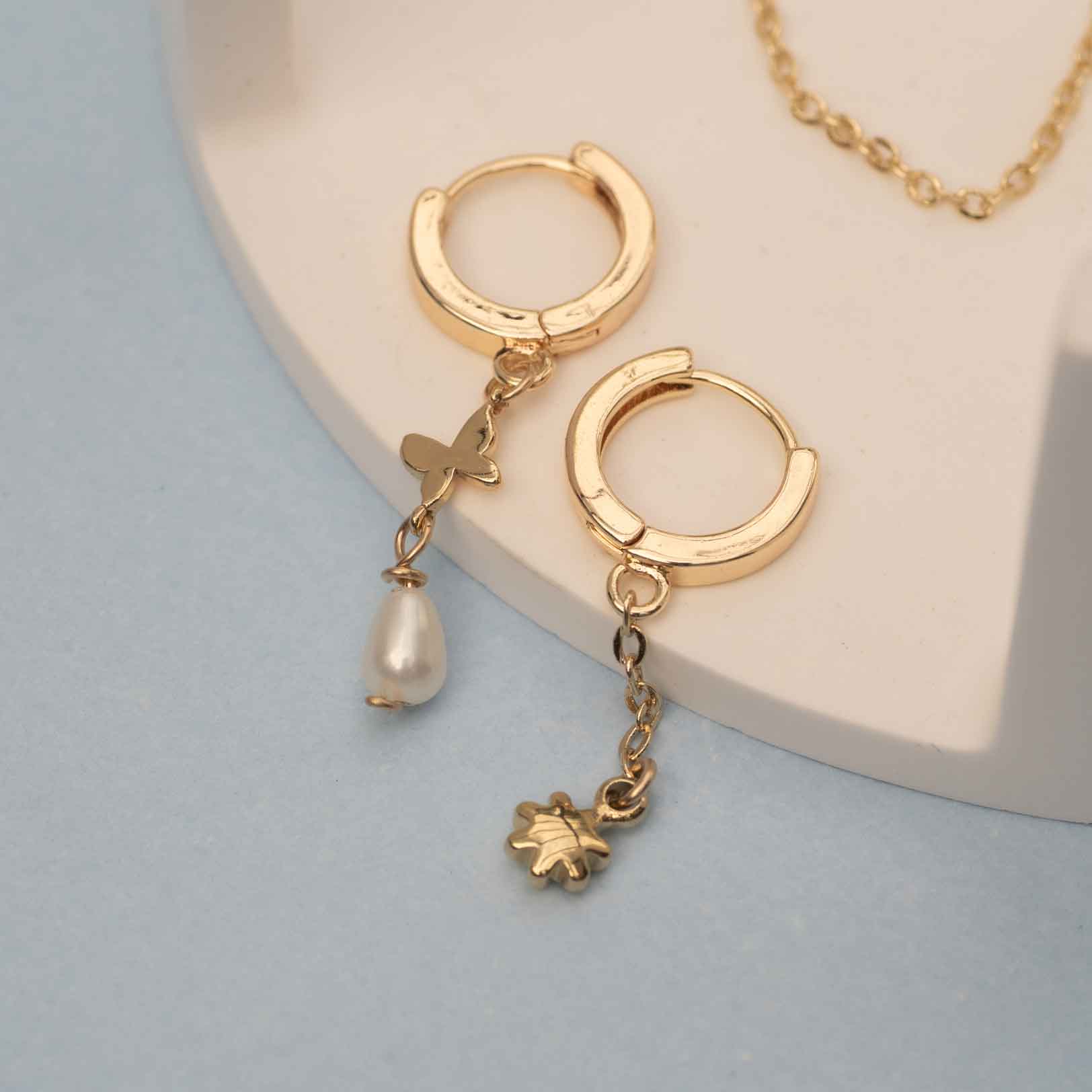 asymmetrical earrings butterfly pearl flower sandrine devost jewelry