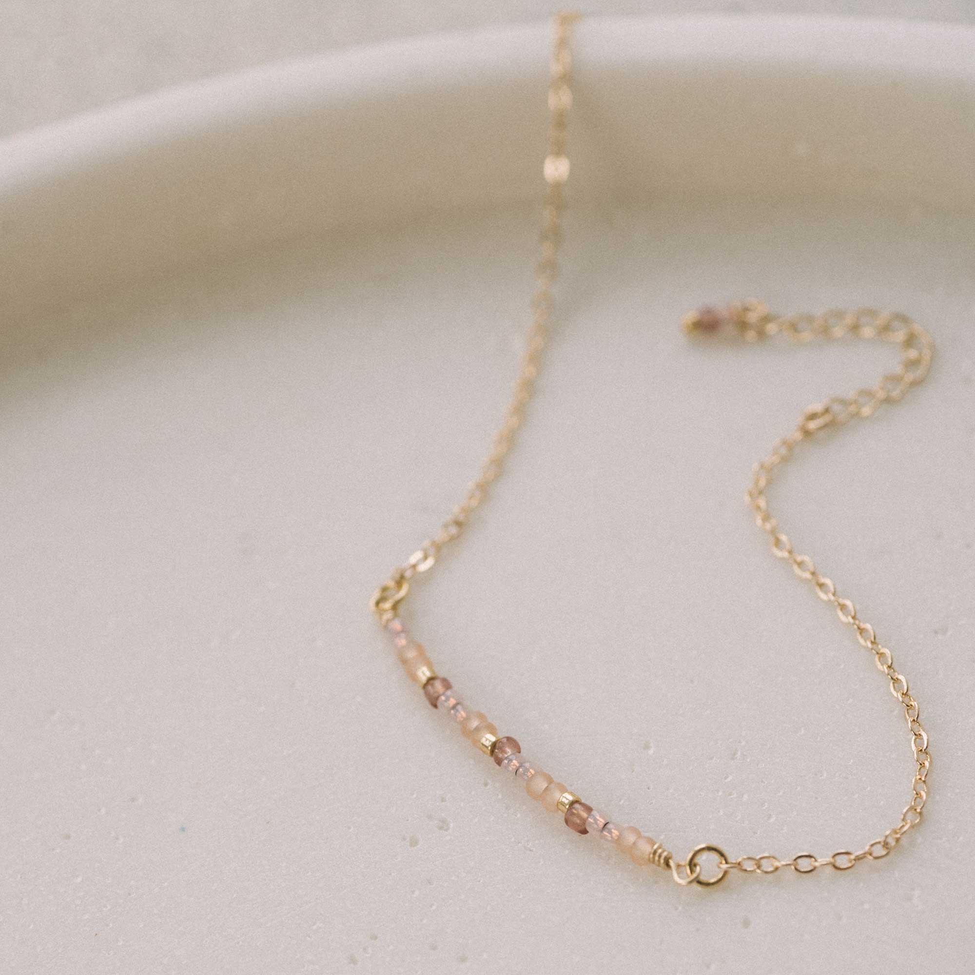 bracelet or rempli 14k fine chaîne perles verre sandrine devost