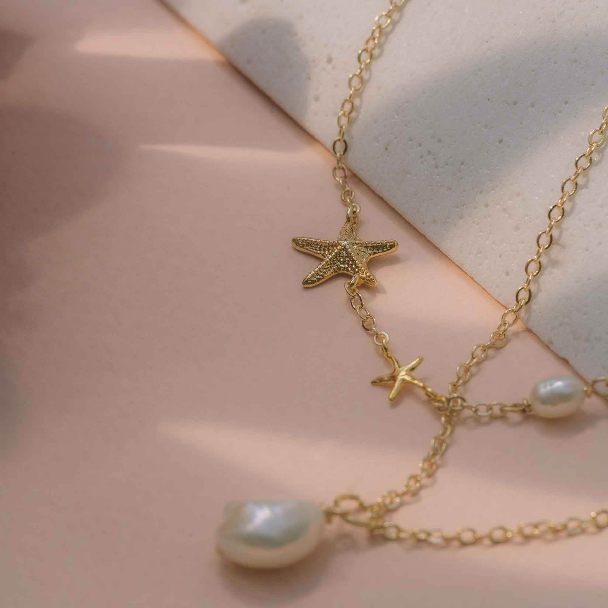 starfish double necklace collier double or rempli 14k sandrine devost étoiles de mer
