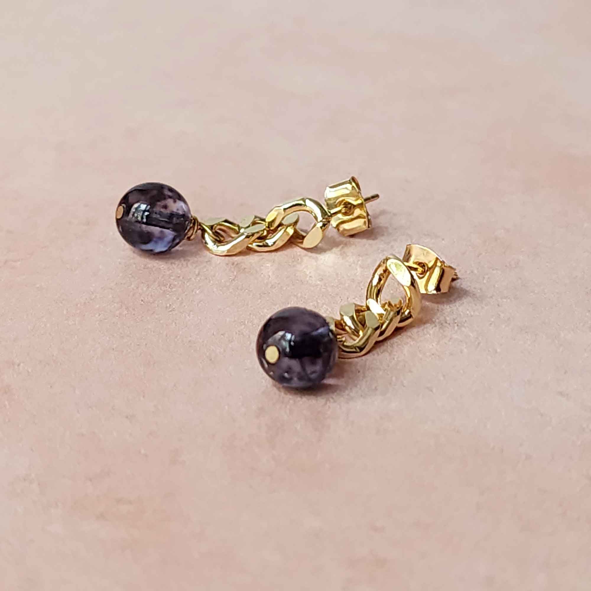 chain earrings ear posts studs gold vintage beads sandrine devost