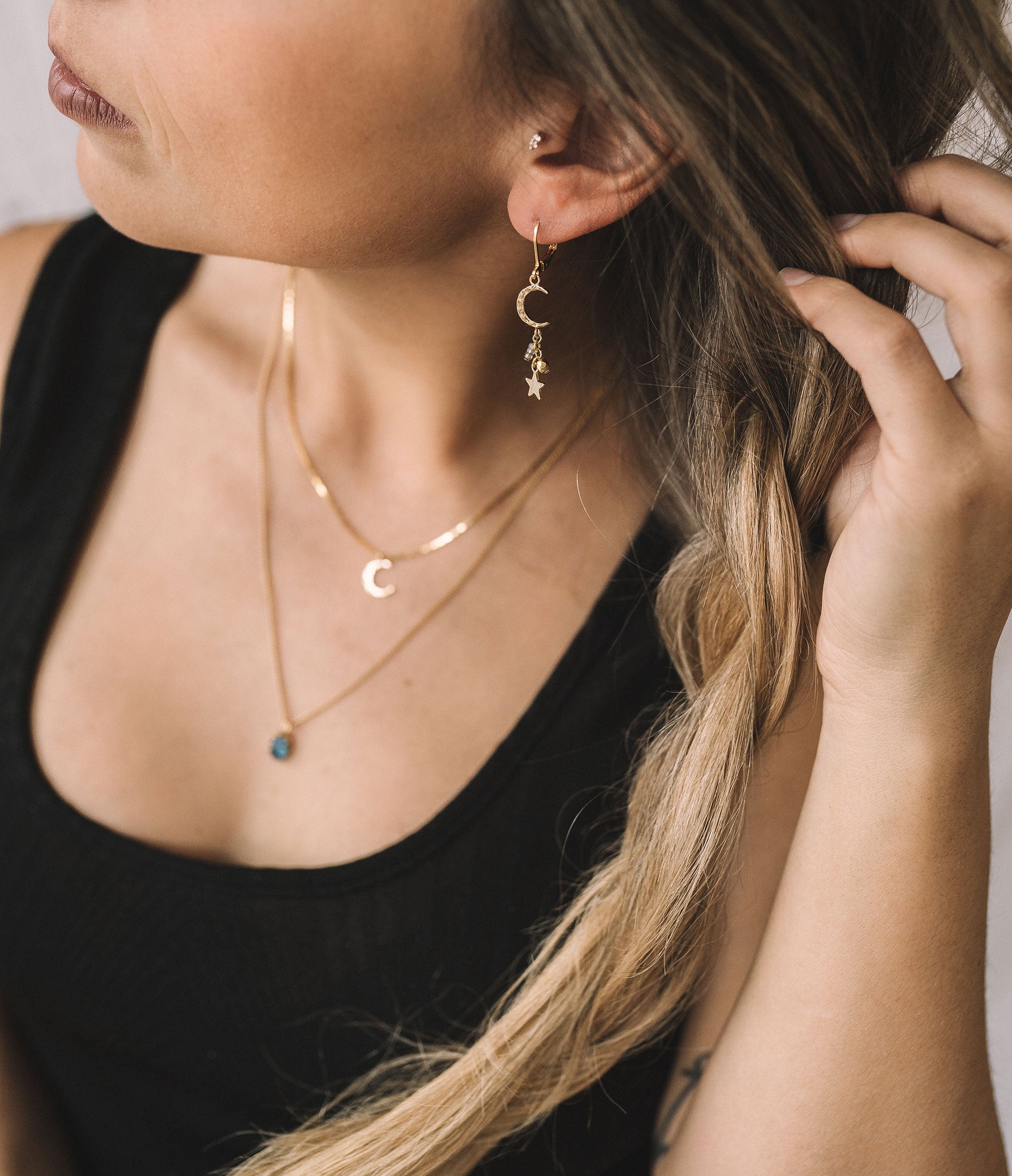 boucles d'oreilles lune bijoux fait à la main montréal