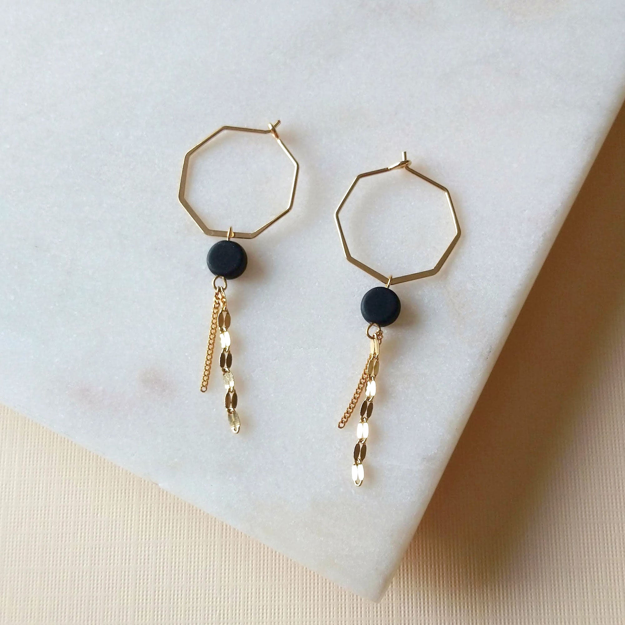 black and gold earrings