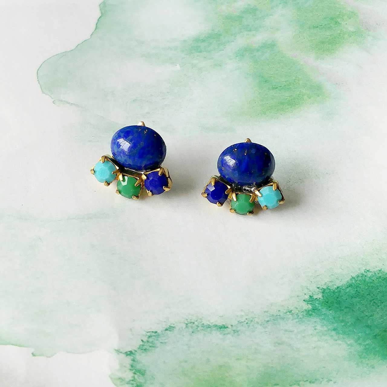 blue green earrings boucles Sandrine Devost bijoux