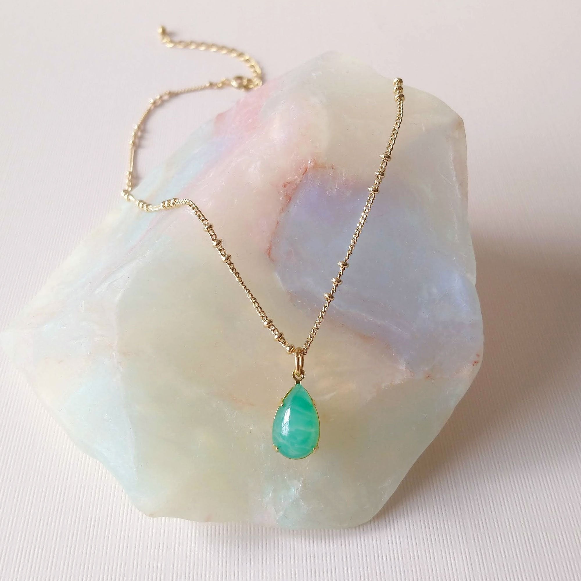 Jade green drop necklace chrysophrase