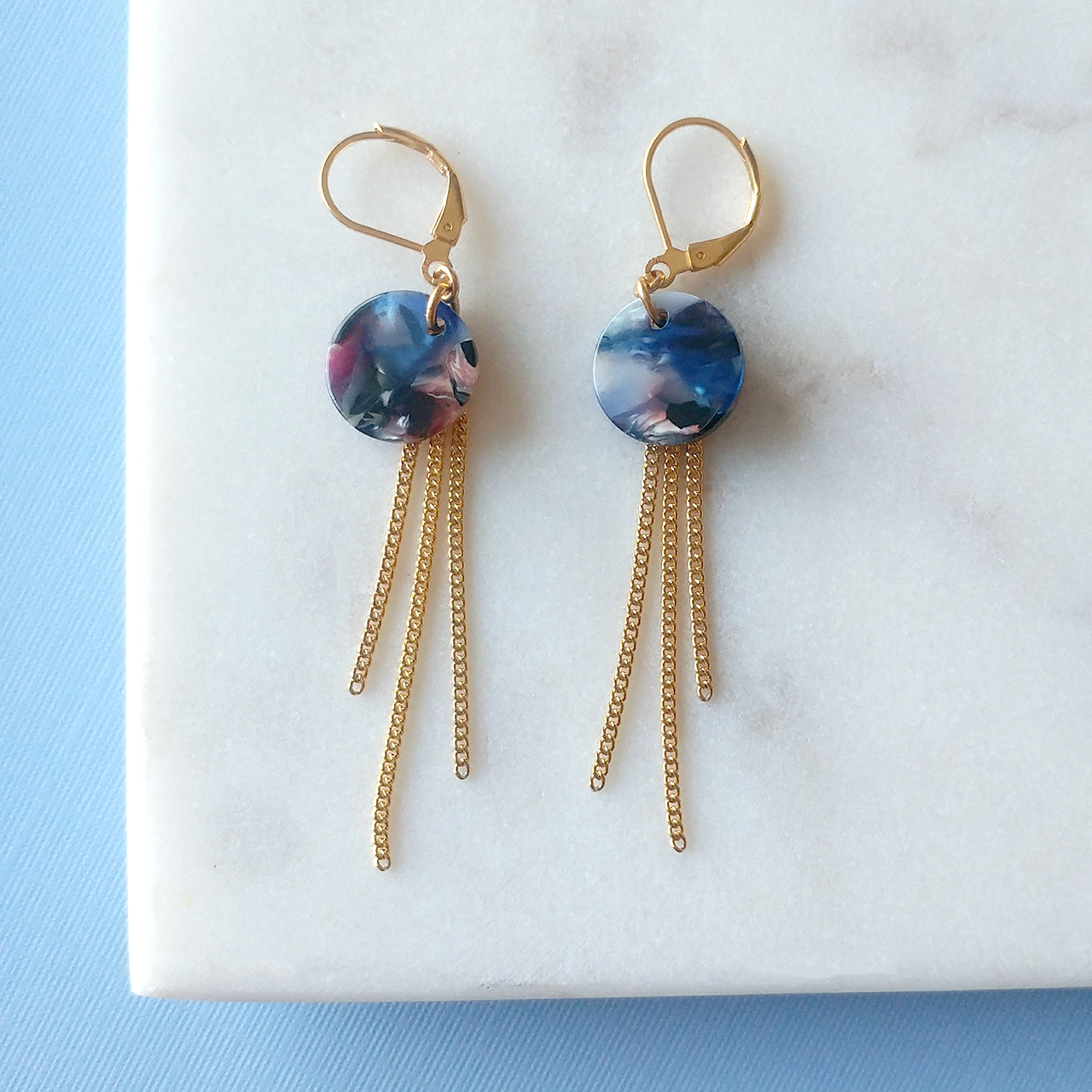 Swirl Earrings in blue (SD1407)