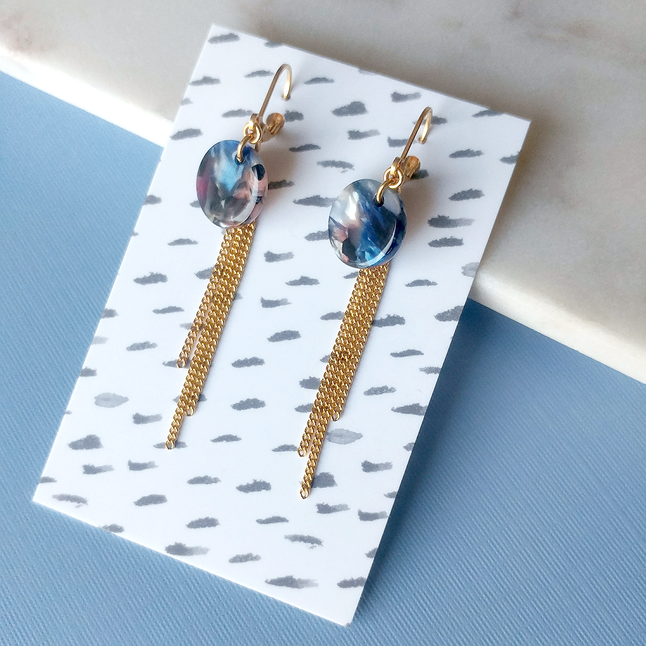 Swirl Earrings in blue (SD1407)