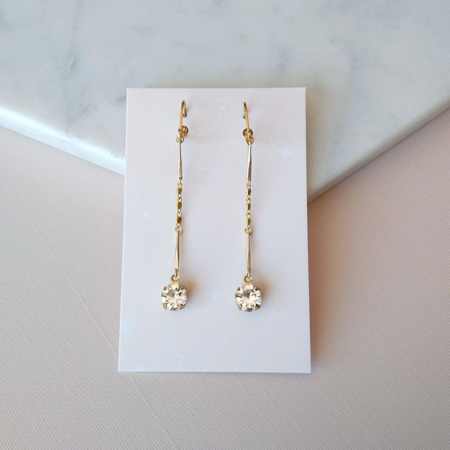 crystal and gold earrings for prom or bridesmaids