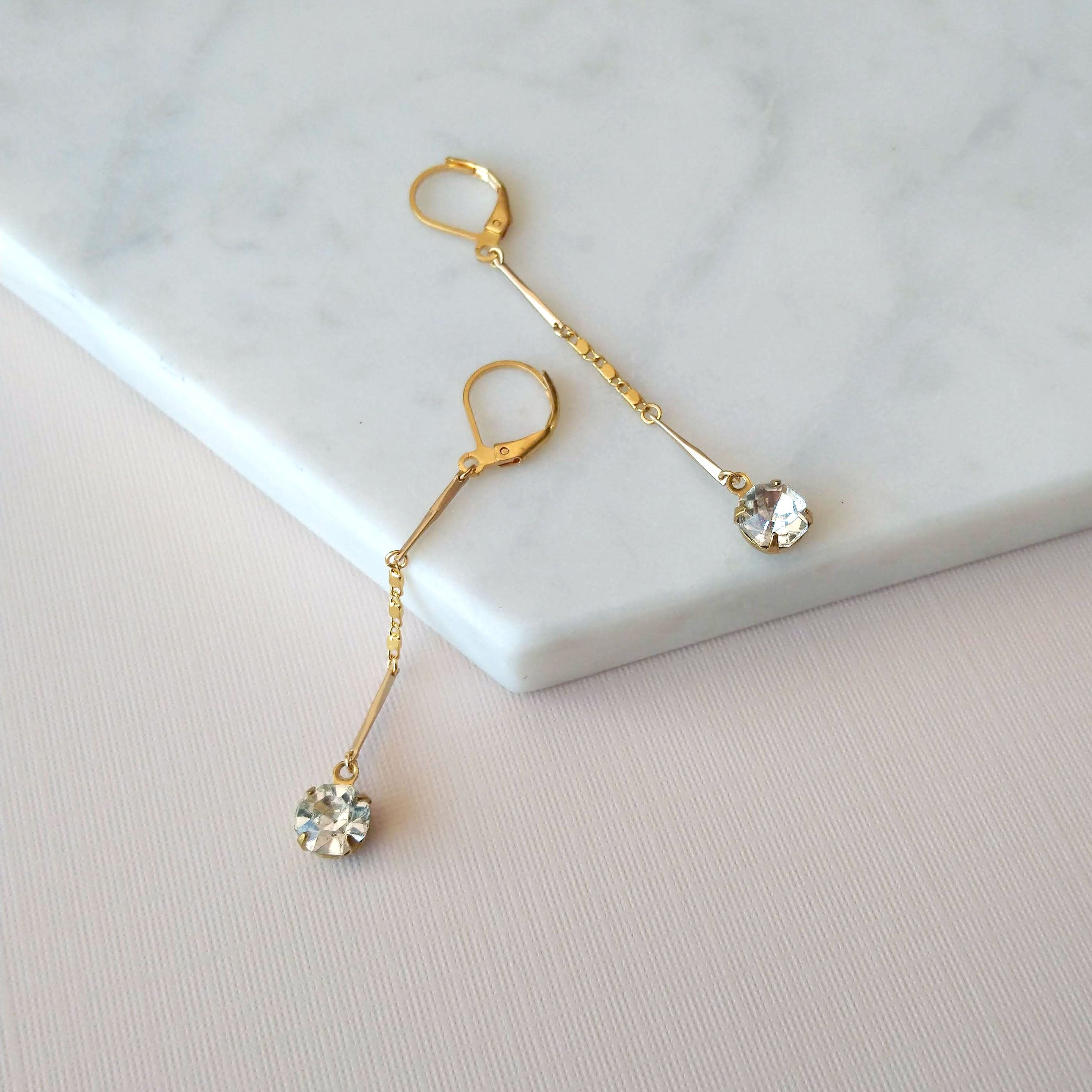 classic prom earrings crystal and gold