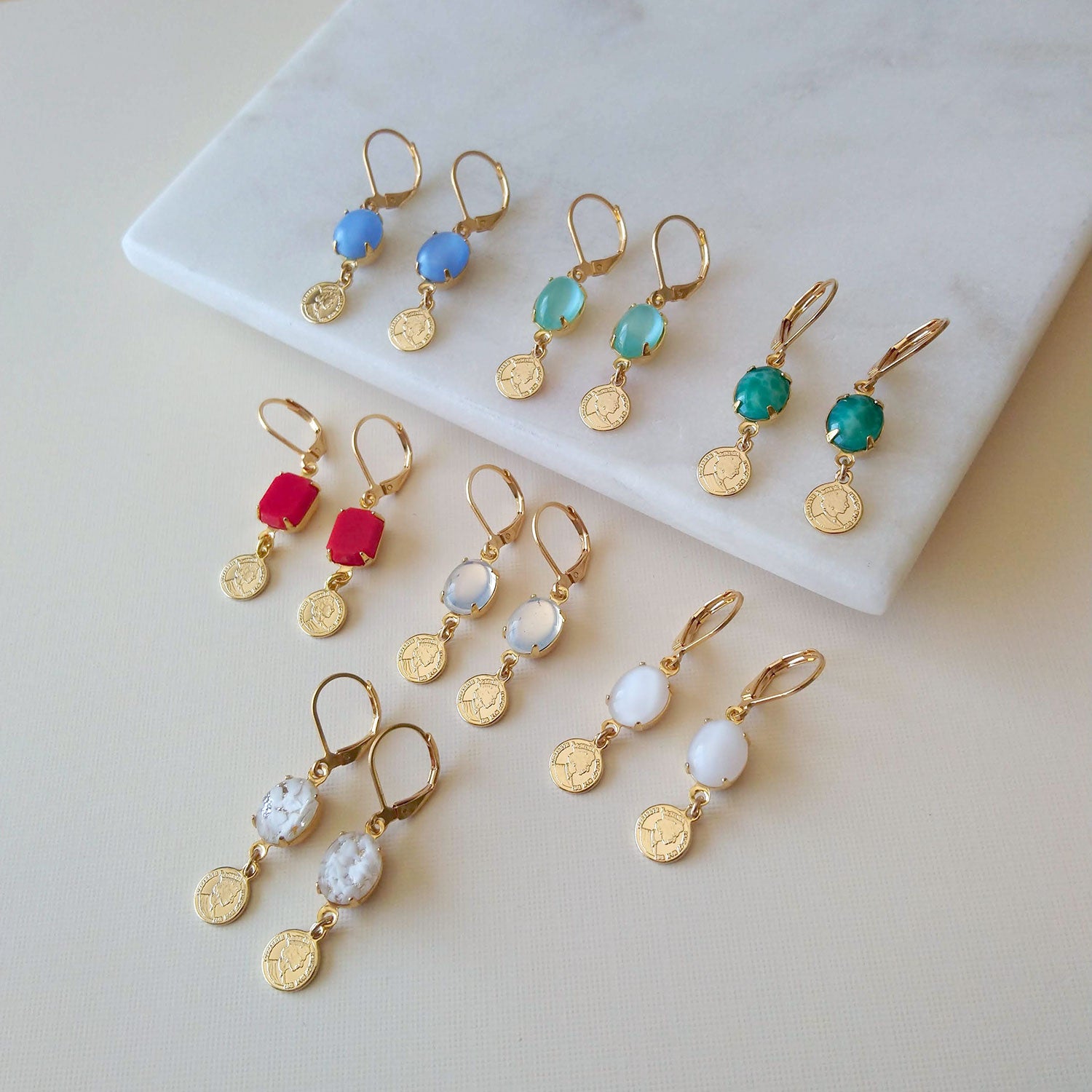 charm earrings in different colors