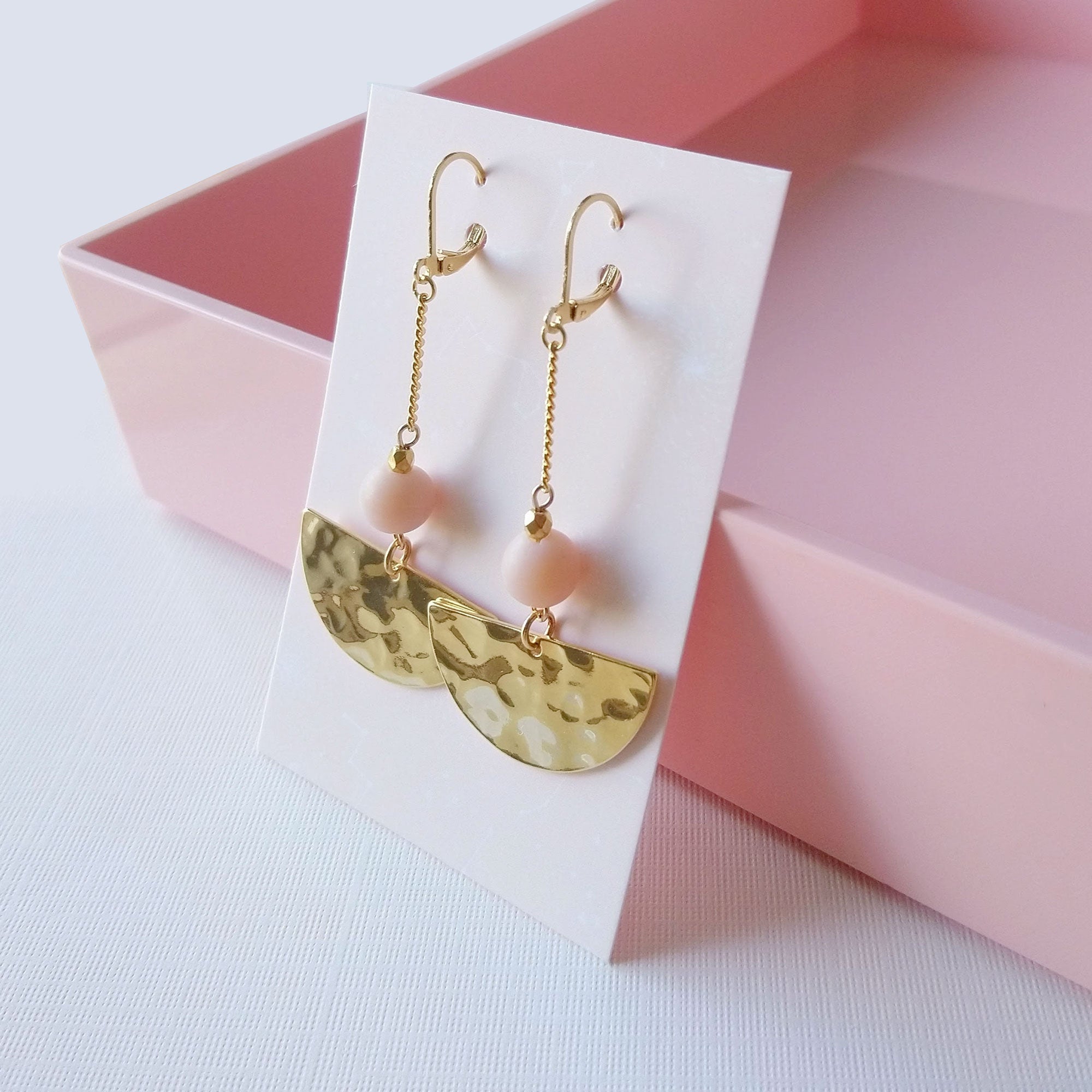 hammered pendants earrings half moon
