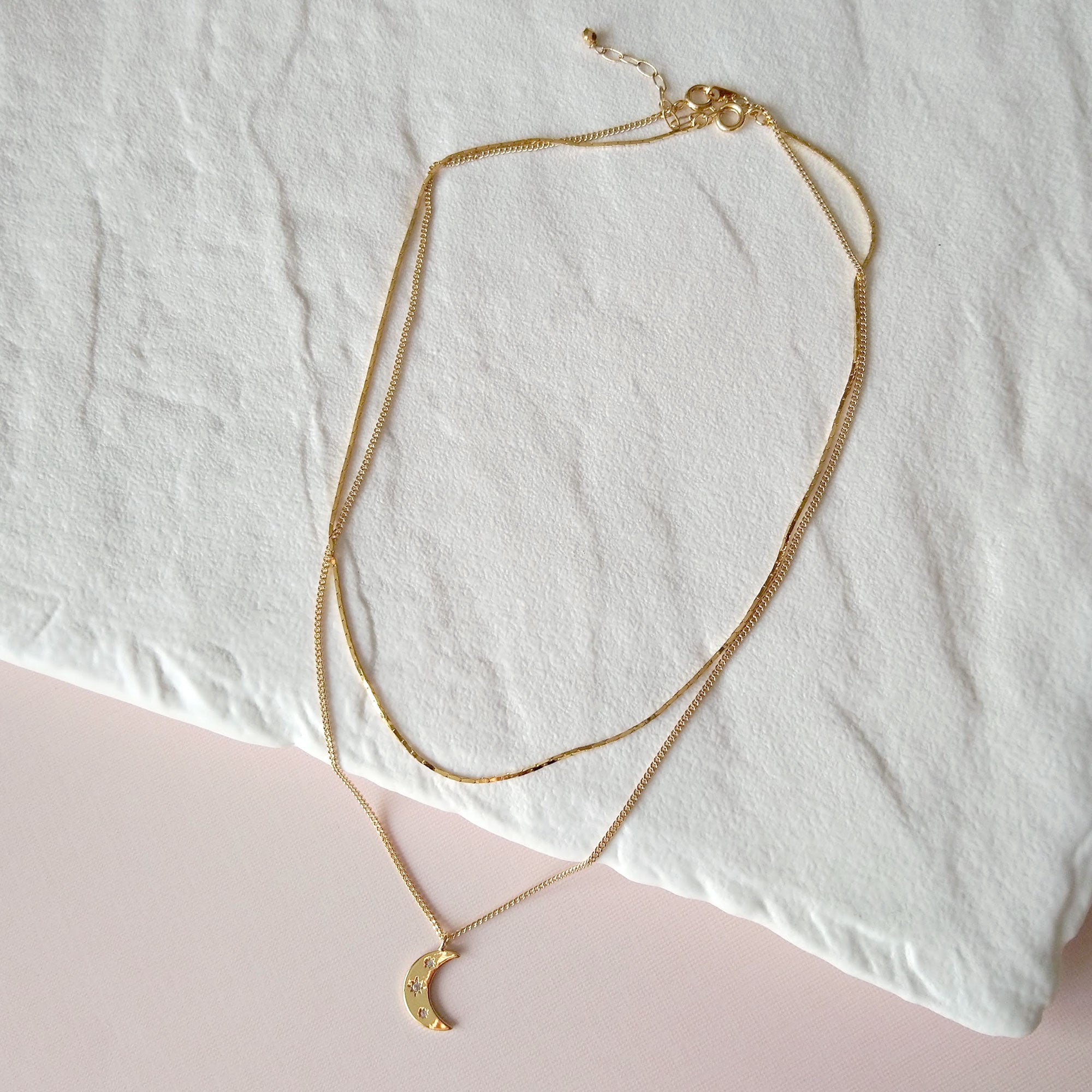 multilayers necklace moon crescent crystal