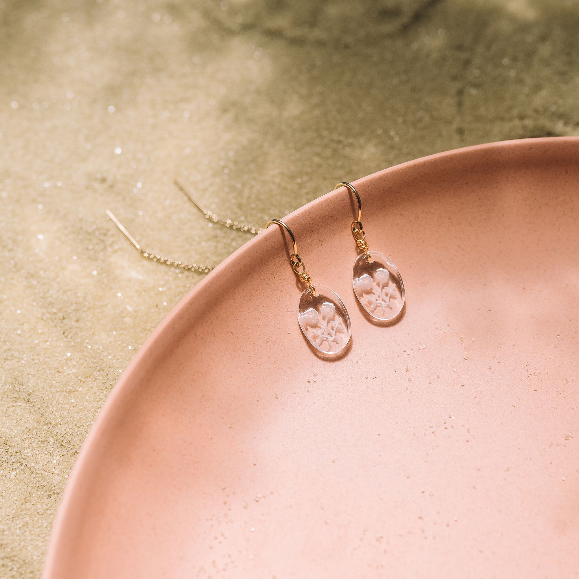Rose Intaglio 14k Gold Filled Threaders Earrings (SD1628)