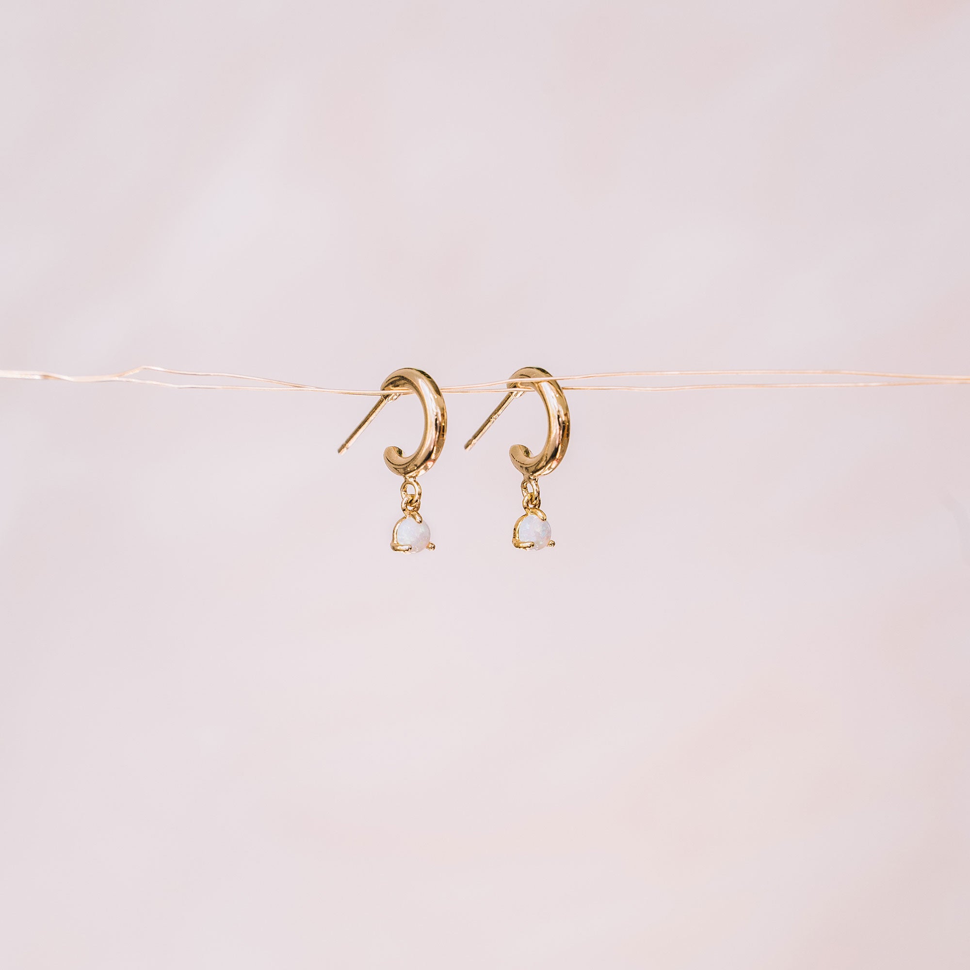 simple hoop earrings with opal drops bijoux québécois