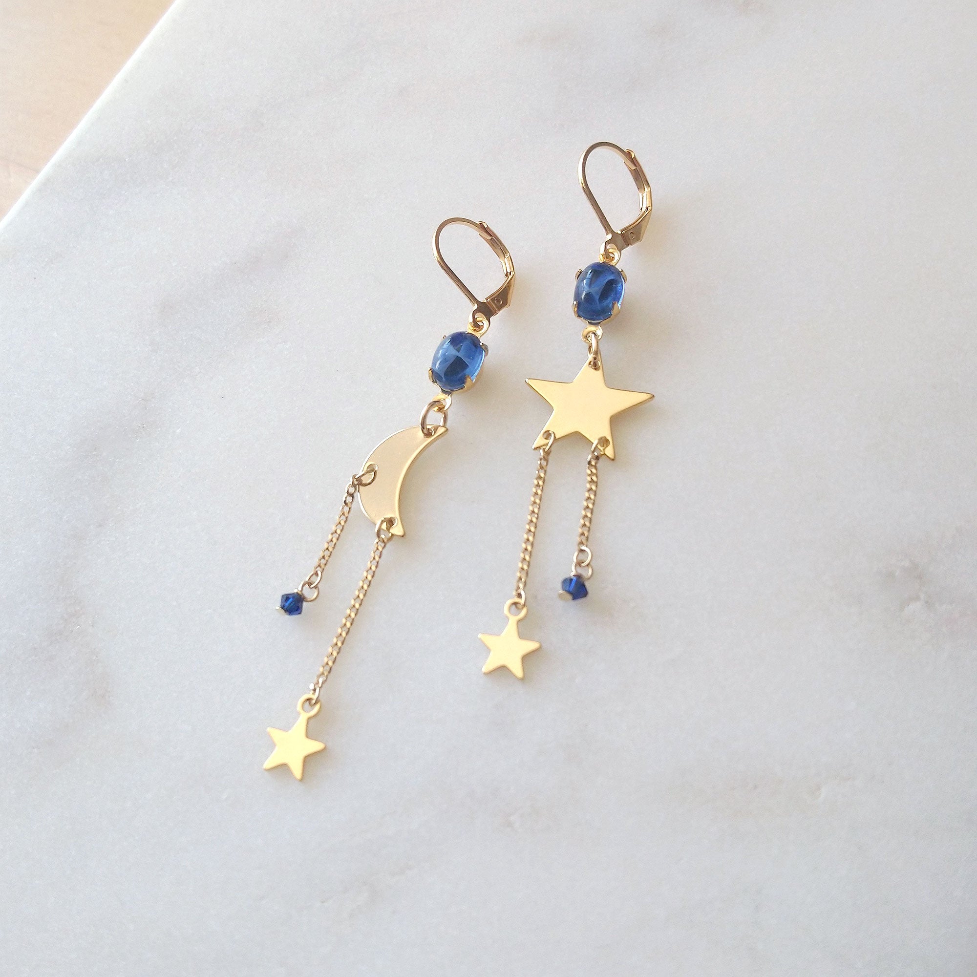 asymmetrical earrings mix and match stars moon