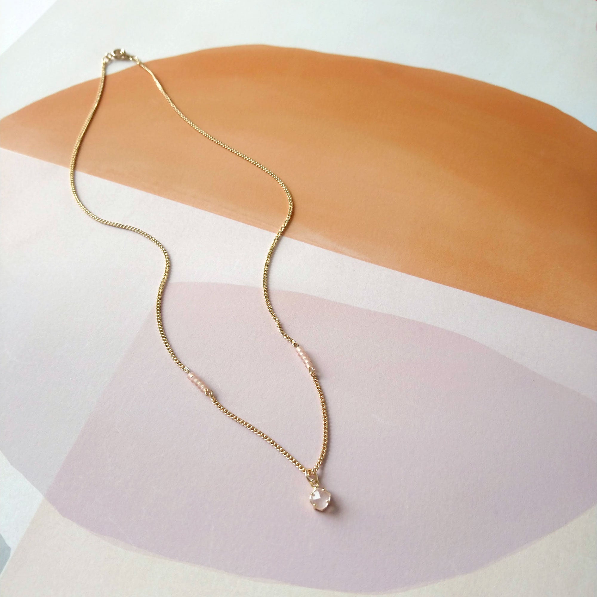 gemstone necklace quartz pendant