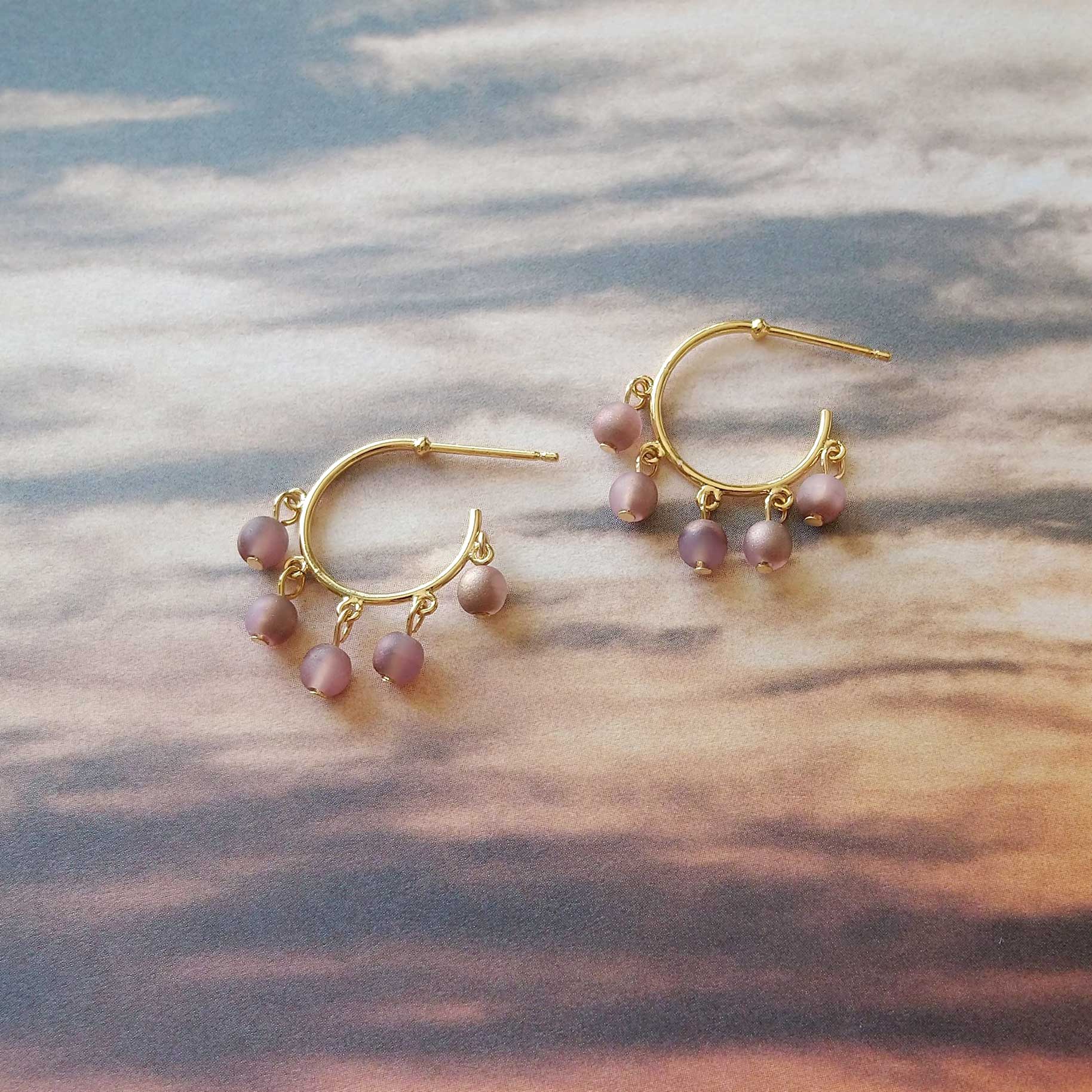 gold hoop earrings with beads