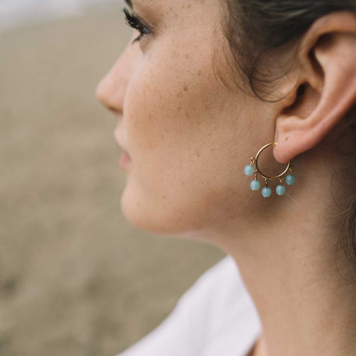 small hoop earrings gold and glass sandrine devost jewelry