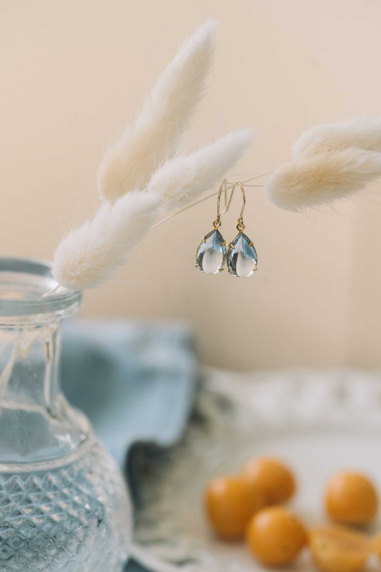 boucles goutte bleu or rempli 14k sandrine devost