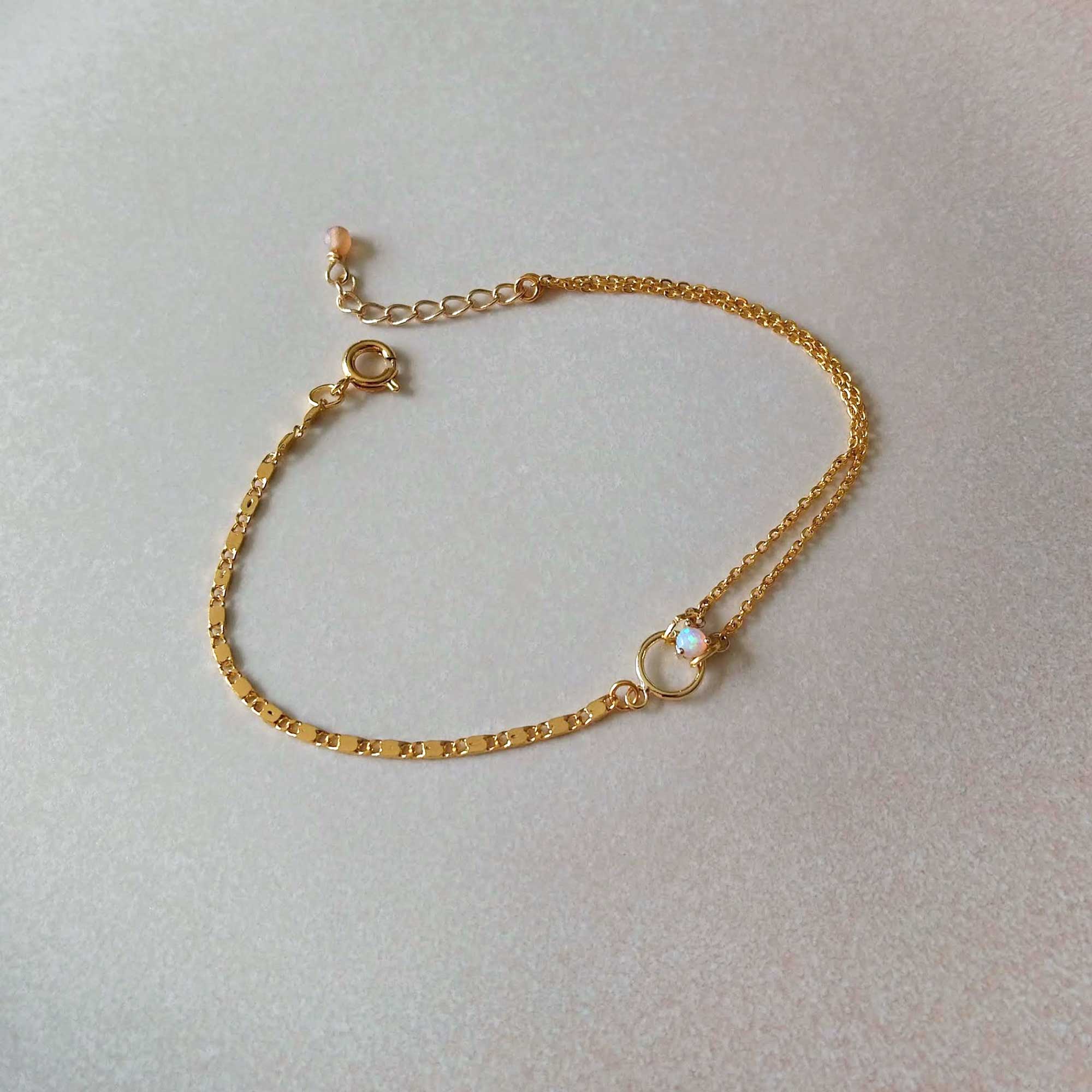 bracelet chaîne or et verre opale bijoux sandrine devost