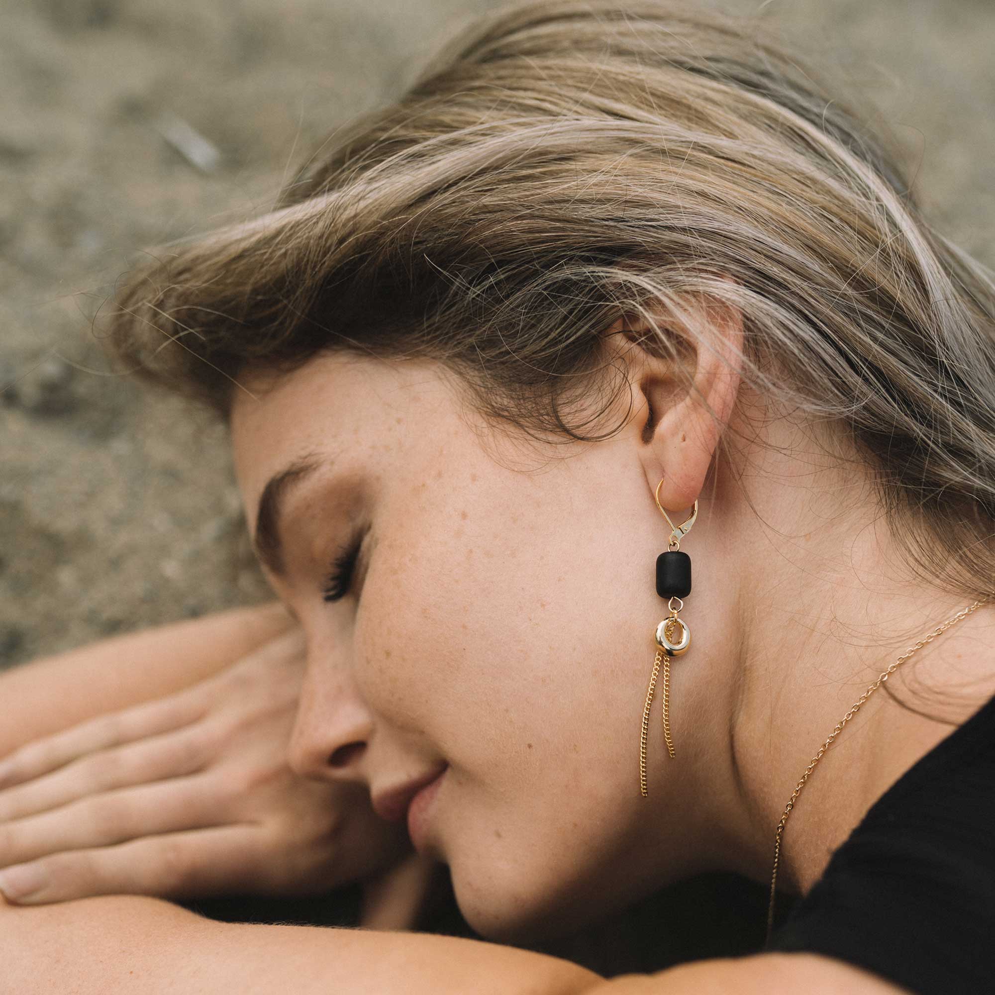 black and gold earrings sandrine devost jewelry