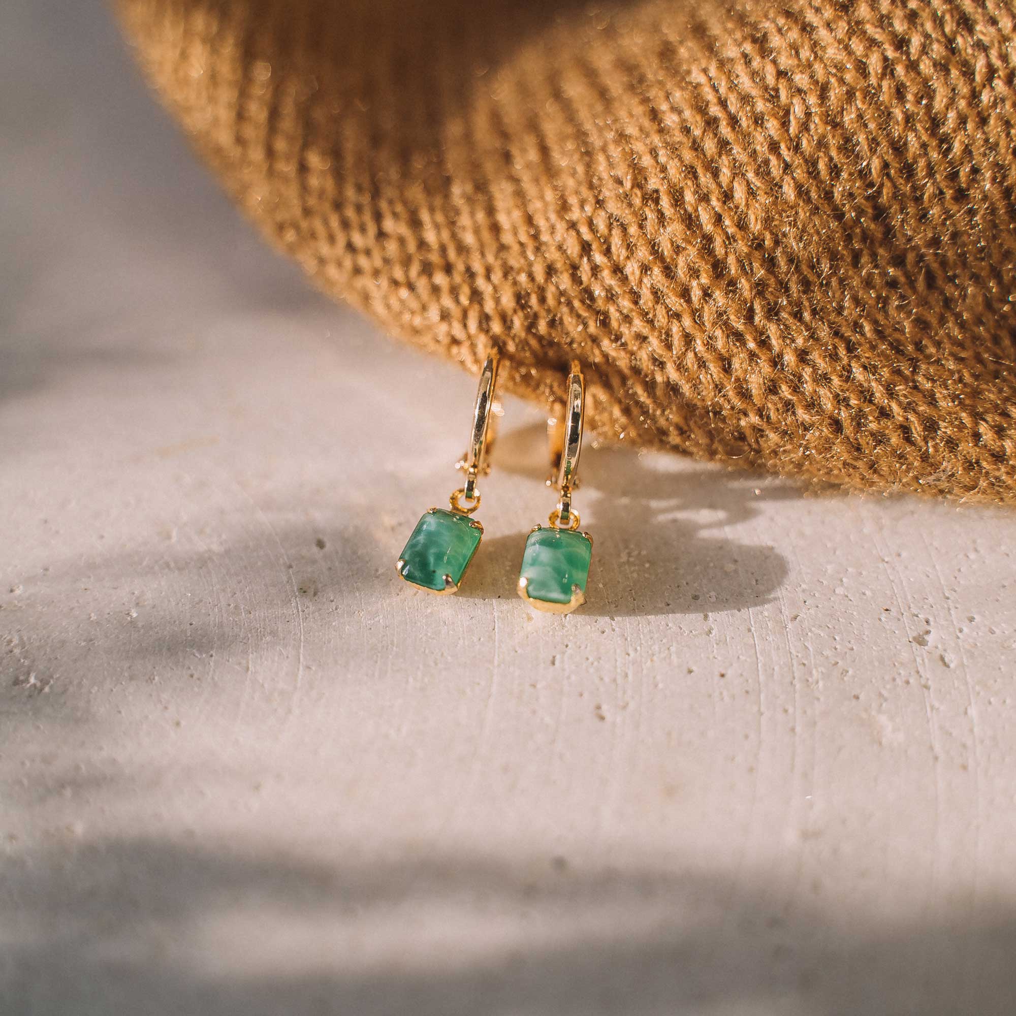 jade green small earrings gold Sandrine devost