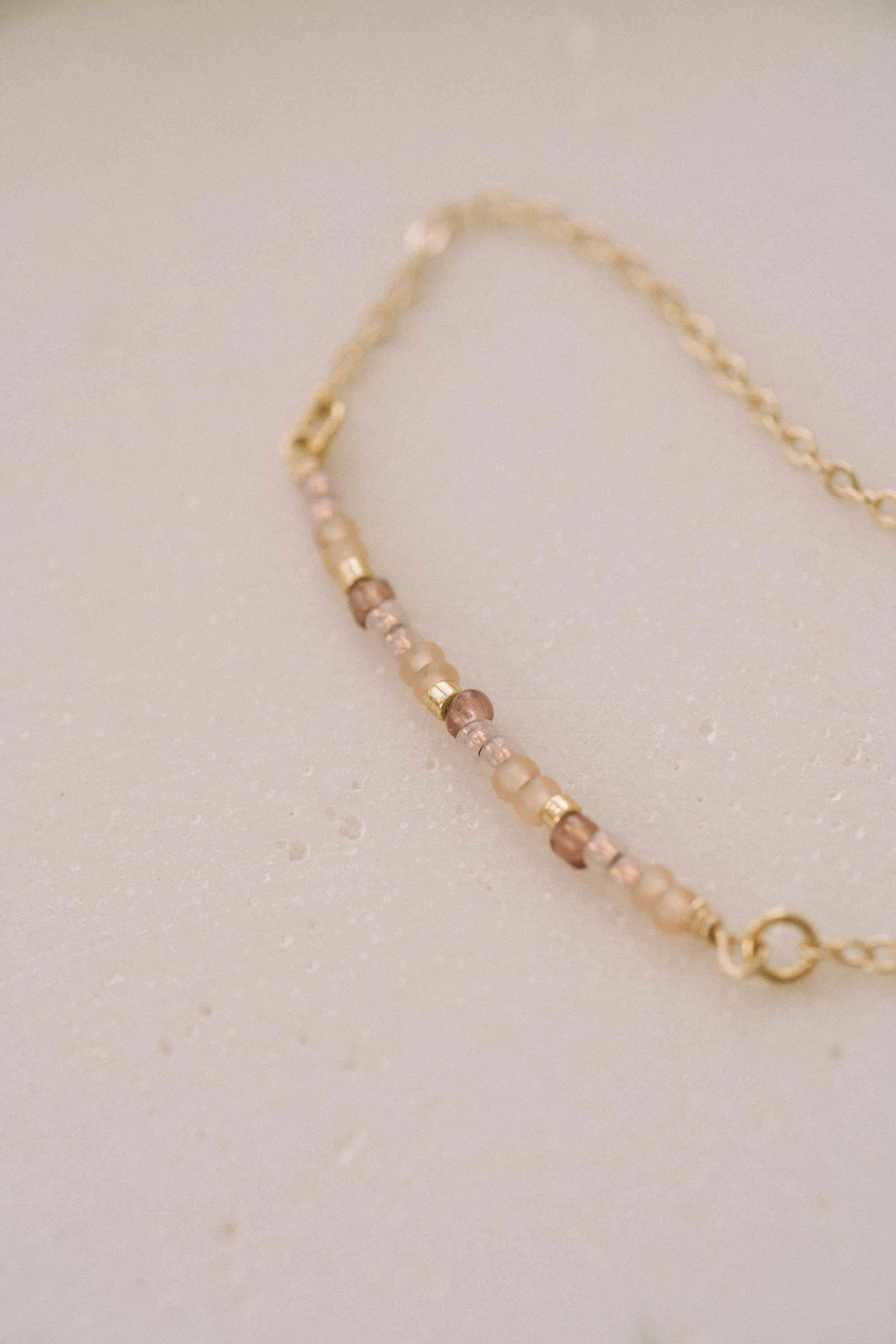 pink glass beads bracelet