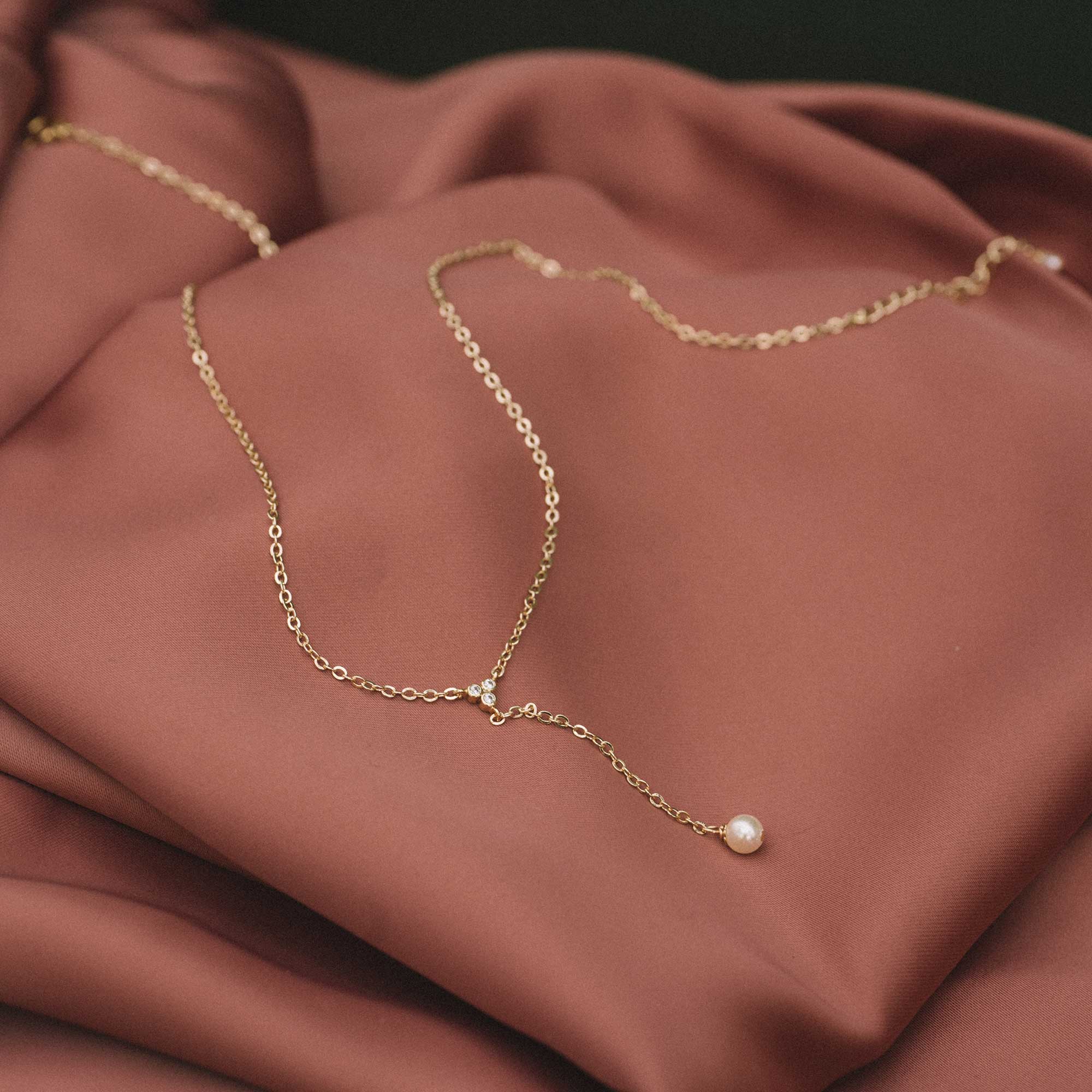 lariat necklace collier cristaux et perles